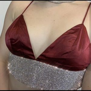 Meshki crop rhinestone top!